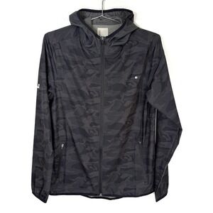 Vuori Men's Camo‎ Full Zip Hooded Lightweight Active Jacket Black Gray